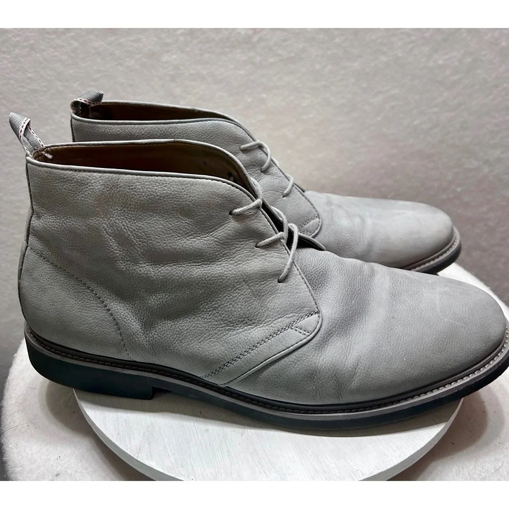 Aldo Mens Grey Leather Chukka Boots Lace Up Ankle Shoes Size 13 US 46 EUR